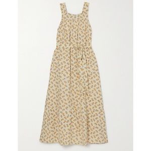 Doen Eve Raw Silk Floral Printed Midi Dress